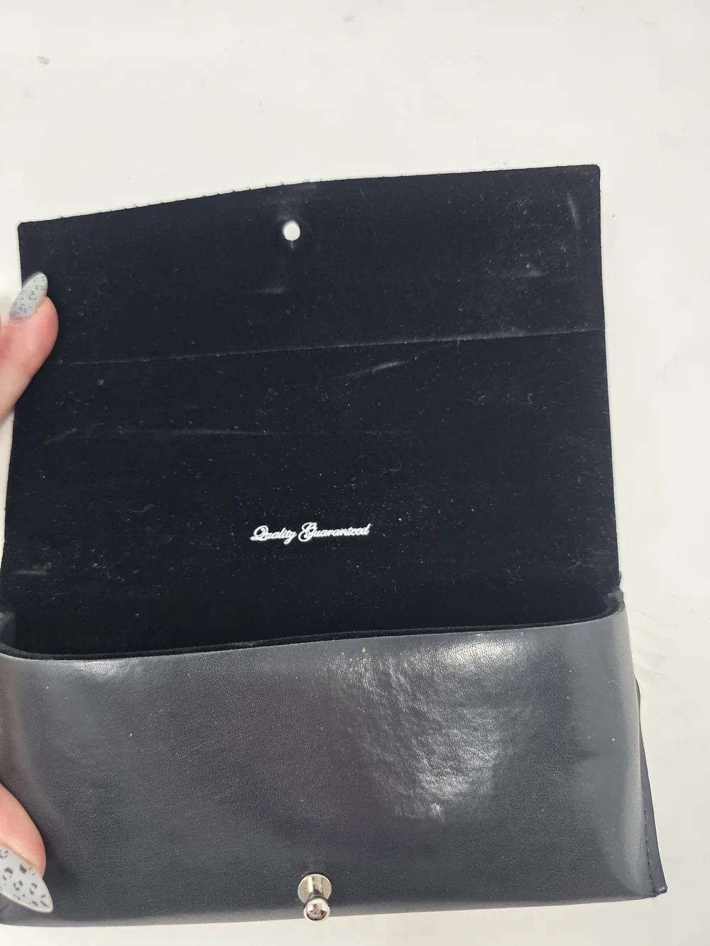 rag & bone New York Black Leather Glasses Case Soft Pouch Stud Closure